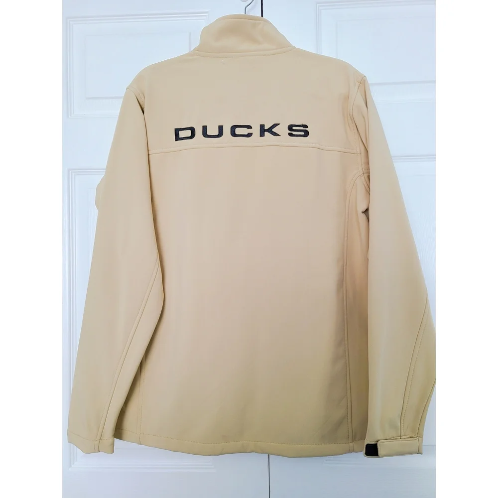 NHL Anaheim Ducks Hockey Fleece Lined Zip-up Tan Athletic Embroider Logo Jacket